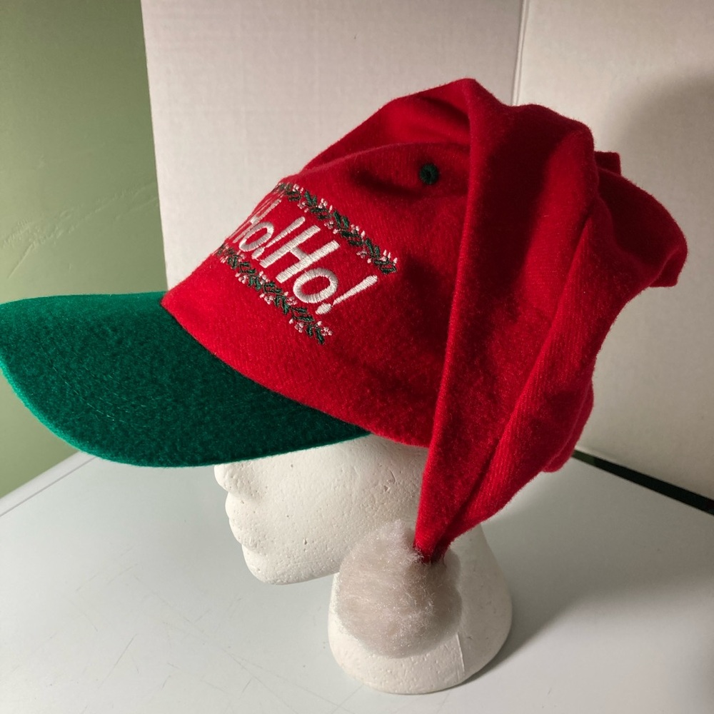 Vintage Festive Red and Green Ho Ho Ho Hat - Picture 2 of 9